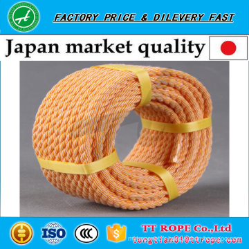 Corde de kp tordue de couleur orange 3 brins pour le marché du Japon